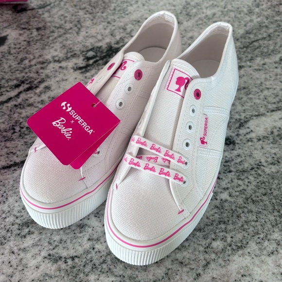 2790 Barbie Superga Classic White Pink Platform Canvas Sneaker - Picture 2 of 7